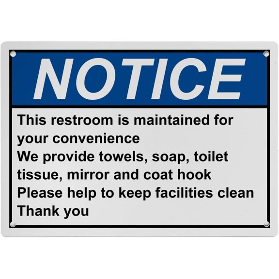 Weatherproof ANSI Restroom General Sign #4- Size 8 in" x 12 in" - UV Resistant Plastic Safety Warning Sign for Indoor or Outdoor