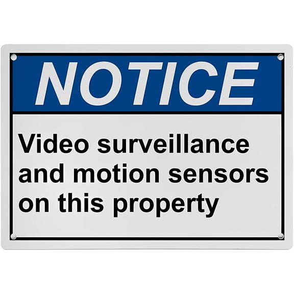Weatherproof ANSI Security Camera Sign (Video surveillance and motion sensors on property) - 8"x12" UV Resistant Indoor Outdoor Workplace Industrial Caution Danger Sign
