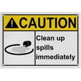 thumbnail image 1 of Weatherproof ANSI Spills Sign (Clean up spills immediately) 8 in" x 12 in" UV Resistant Indoor Outdoor Workplace Insdustrial Caution Danger Warning Sign, 1 of 7
