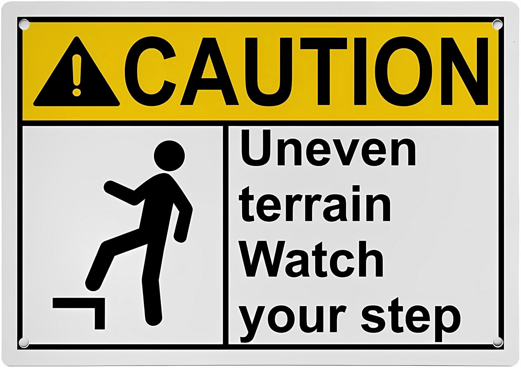 Overstep Sign Weatherproof ANSI Watch Your Step Sign (Uneven terrain Watch your step ...