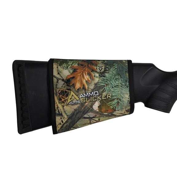 Weatherproof AmmoSlicker Buttstock Shell Holder & Ammo Pouch | Fits 5 Rounds Ammo Pouch | Alpine Mountain Camo Hunting Accessory