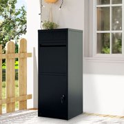 Weatherproof Black Delivery Box with Anti-Theft Features, Cold-Rolled Steel, for Parcels and Mails