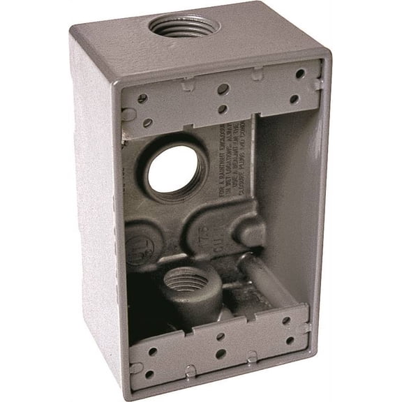 Weatherproof Box,1Gang,3/4 in Hub, Alum 5324-0