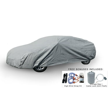 Weatherproof Car Cover For Chevrolet Corvette C4 1983-1989 - 5L Outdoor & Indoor - Protect From Rain, Snow, Hail, UV Rays, Sun - Fleece Lining - Anti-Theft Cable Lock, Bag & Wind Straps