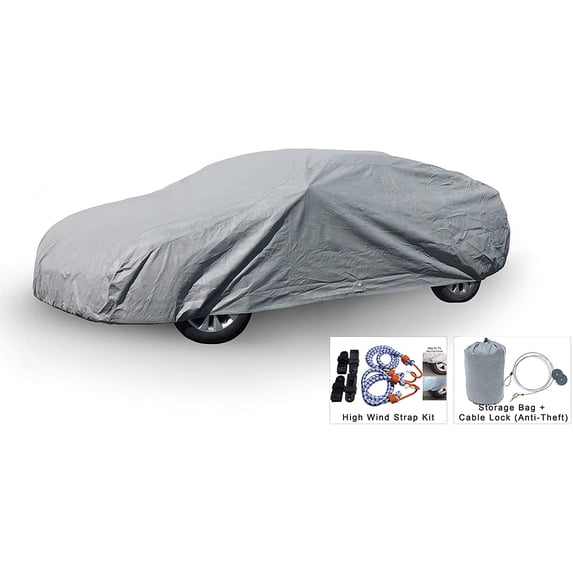 Weatherproof Car Cover Compatible with Porsche 718 Cayman 2022-5L Outdoor & Indoor - Protect from Rain, Snow, Hail, UV Rays, Sun - Fleece Lining - Anti-Theft Cable Lock, Bag & Wind Straps