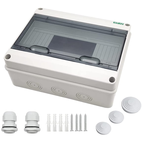 Weatherproof Circuit Breaker Box, Abs Power Supply Enclosure With Clear Cover, Din Rail Mountable For 12 Modules Easy Access And Maintenance