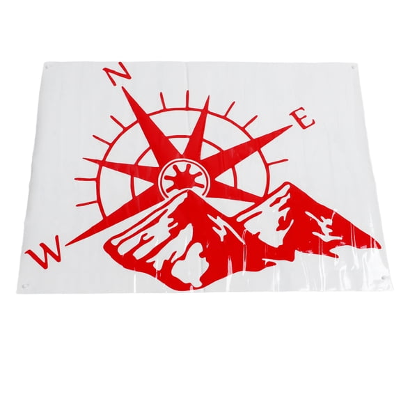 Weatherproof Compass Mountain Decal Red Car Rear Window Sticker 23.6 x 17.7 Inches / 60 x 45 cm