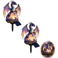 thumbnail image 1 of Weatherproof Crystal Dragon Solar Stake Light, Purple Iridescent Dragon on Crystal Rock LED Outdoor Yard Patio Decor Lamp, 1 of 6