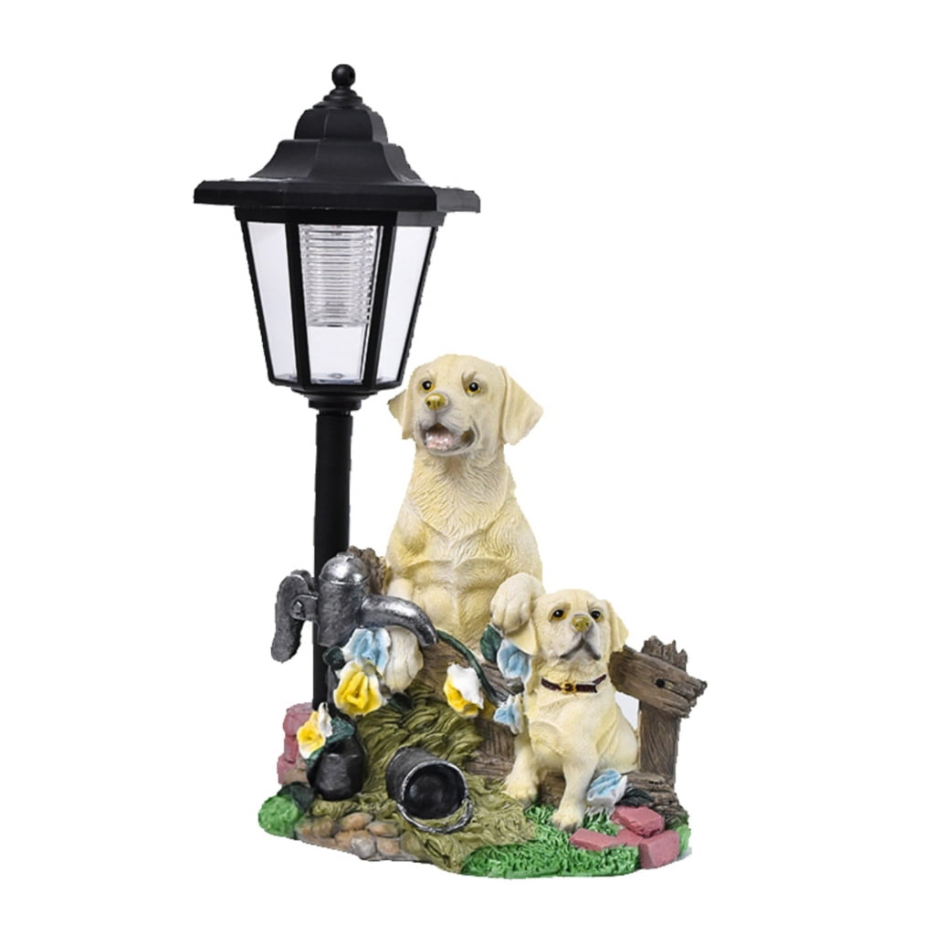 Weatherproof Dog Figure Solar Lanterns for Front Yard Home Garden Art Sculpture
