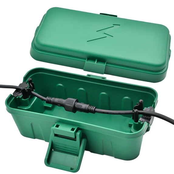Hrensaw Weatherproof Electrical Connection Box 12 Gauge 7.87" Green 2 Outlets Outdoor Extension Cord