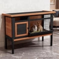 thumbnail image 1 of Weatherproof Elevated Rabbit Hutch with Metal Mesh Base, Removable Trays, Openable Roof & Feeding Trough, Orange & Black, 1 of 8