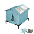 thumbnail image 1 of Weatherproof Feral Cat Shelter - Insulated Winter Cat House | Waterproof Enclosed Pet Tent for Multiple Cats, Outdoor Cat House for Porch, Barn, Yard,Gray S, 1 of 6