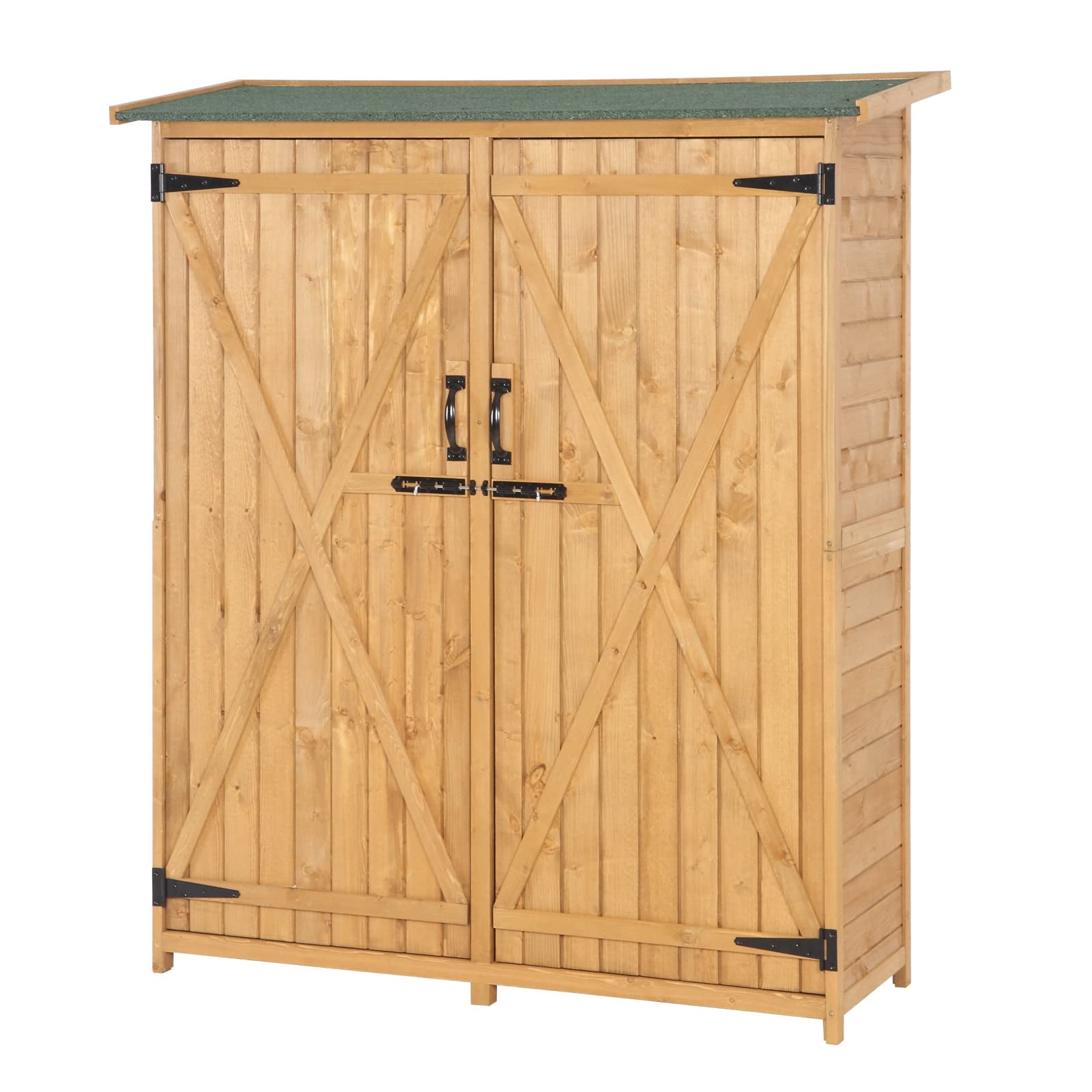 Weatherproof Fir Wood Outdoor Shed, Lockable Extra Wide Storage Space