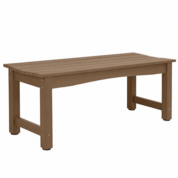 Weatherproof HIPS Outdoor Bench, 2-Person Patio Dining Bench, All-Weather Poly Lumber Garden Bench, Never Rot or Fade, Park Bench with Wood Grain for Porch, Deck, Entryway, Dark Brown