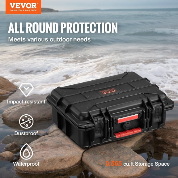 Weatherproof Hard Case,Heavy Duty Protective Dry Box Case with Pre-cut Foam,and Retractable Pull Handles for Travel,Hunting,Military,Tactical,IP67 Waterproof Case for Cameras (40x32x16.6)