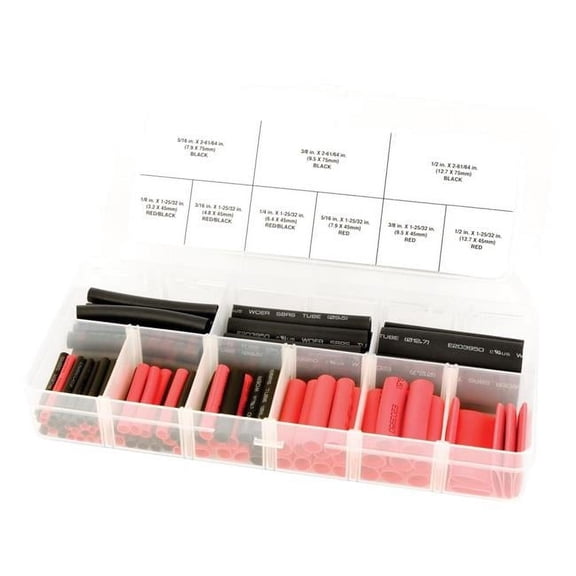 Weatherproof Heat Shrink Assortment, Black & Red - 106 Piece