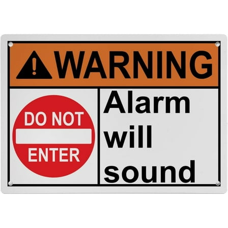 Weatherproof Horizontal ANSI Alarm Will Sound Sign (Alarm will sound) 8 in" x 12 in" UV Resistant Indoor Outdoor Workplace Insdustrial Caution Danger Warning SIgn