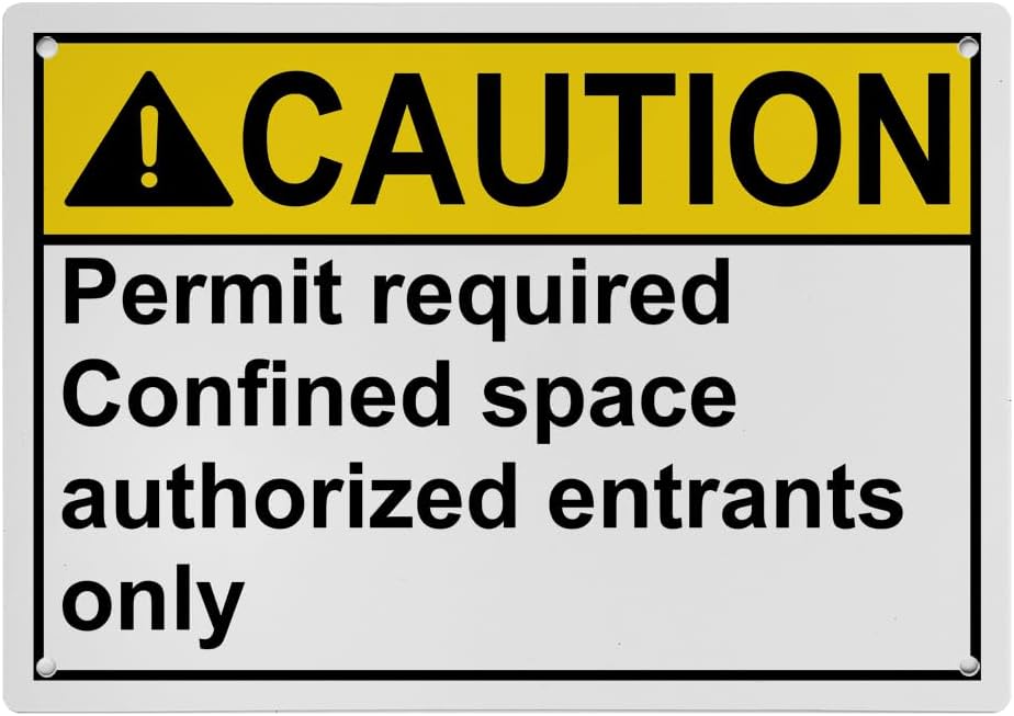 Weatherproof Horizontal ANSI Confined Space Sign (Permit required ...