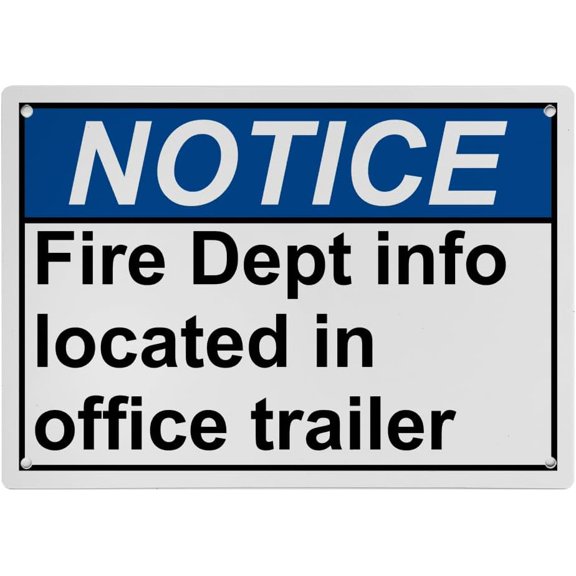 Weatherproof Horizontal ANSI FDC Sign (Fire Dept info located in office trailer) 8 in" x 12 in" UV Resistant Indoor Outdoor Workplace Insdustrial Caution Danger Warning SIgn