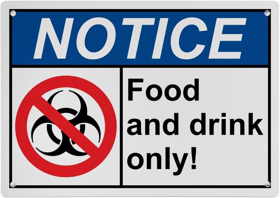 Weatherproof Horizontal ANSI Food Prep Kitchen Safety Sign (Food and ...