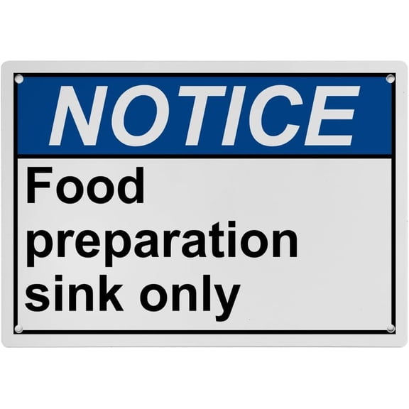 Weatherproof Horizontal ANSI Food Prep Kitchen Safety Sign (Food preparation sink only) 8 in" x 12 in" UV Resistant Indoor Outdoor Workplace Insdustrial Caution Danger Warning SIgn