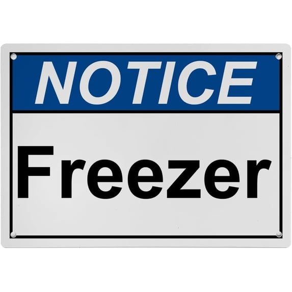 Weatherproof Horizontal ANSI Food Prep Kitchen Safety Sign (Freezer) 8 ...