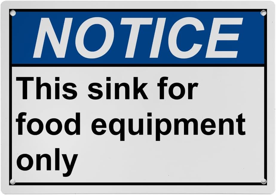 Weatherproof Horizontal ANSI Food Prep Kitchen Safety Sign (This sink ...