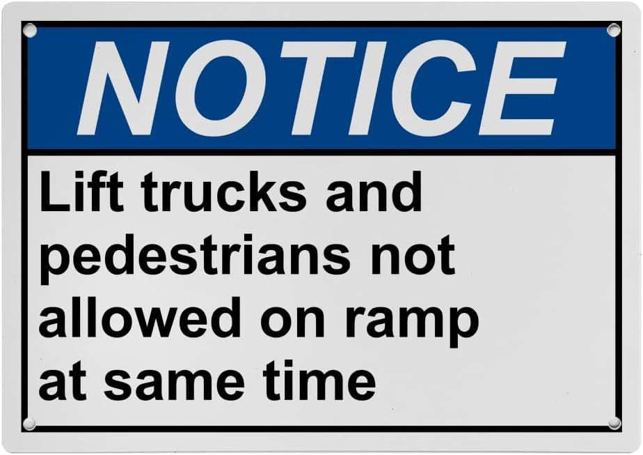 Weatherproof Horizontal ANSI Forklift Sign (Lift trucks and pedestrians ...