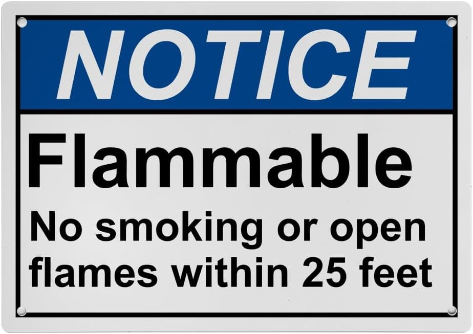 Sign 7465 Weatherproof Horizontal ANSI No Open Flame Sign (Flammable No smoking ...