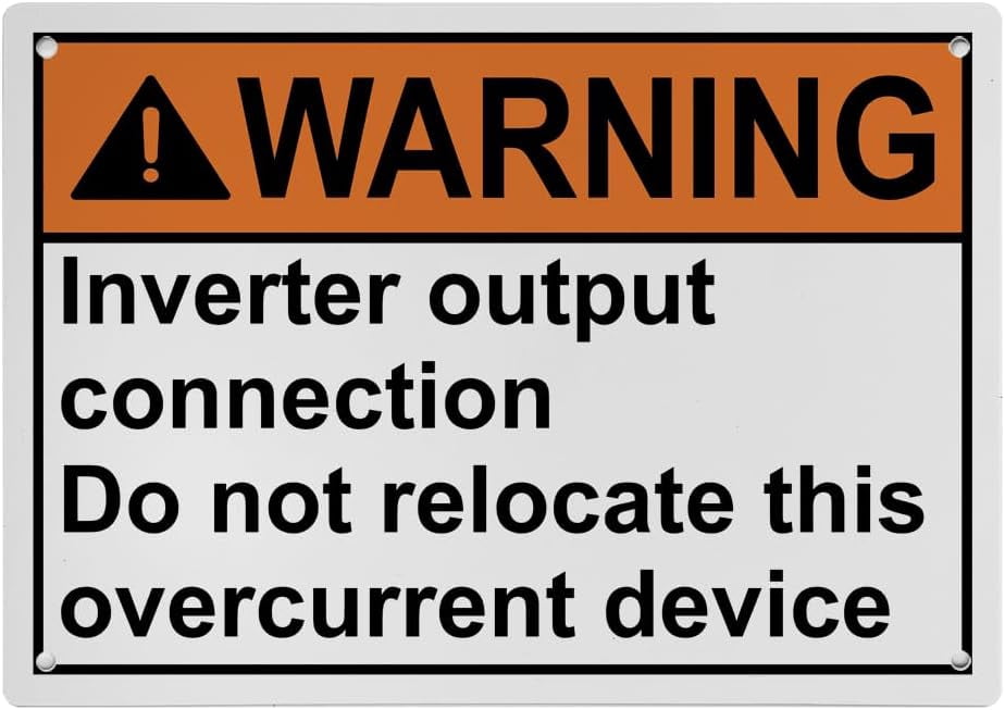 Weatherproof Horizontal ANSI Policies Regulations Sign (Inverter output ...