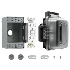 Weatherproof In-Use Cover with 20Amp TR/WR Self Test GFCI and Metal Junction Box Kit