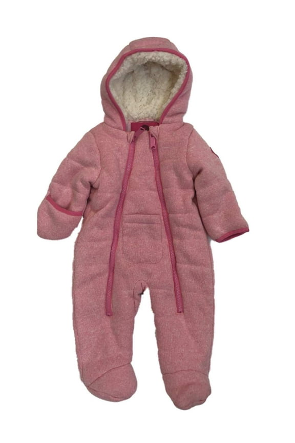 Infant Girls Pink Speckle Snowsuit Baby Pram Sherpa Snow Suit 6-9m