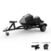 Weatherproof Jet Ski Cover For ARCTO Monte Carlo 1994-1996 - GRAY / Black Color - All Weather - Trailerable - Protects from Rain, Sun, UV Rays, And More! Includes Trailer Straps And Storage Bag