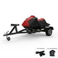 thumbnail image 1 of Weatherproof Jet Ski Cover For KAWASAKI Jet Ski 750 ZXi 1995-1997 - RED / Black Color - All Weather - Trailerable - Protects from Rain, Sun, UV Rays, And More! Includes Trailer Straps And Storage Bag, 1 of 7