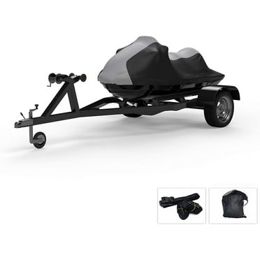 Weatherproof Jet Ski Covers for SEA DOO RXT-X 300 2016-2019 - Gray/Black Color - All Weather - Trailerable - Protects from Rain, Sun, UV Rays, and More! Includes Trailer Straps and Storage Bag