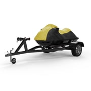 Weatherproof Jet Ski Covers for Yamaha EX Limited 2022 - Yellow/Black Color - All Weather - Trailerable - Protects from Rain, Sun, UV Rays, and More! Includes Trailer Straps and Storage Bag