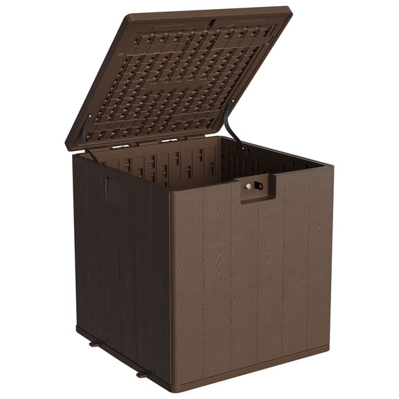 Weatherproof & Lockable Outdoor Storage Box - 28 Gallon Resin Deck Box for Patio, Garden, Poolside - Waterproof, UV Resistant, Secure Storage for Cushions, Tools, Package Delivery