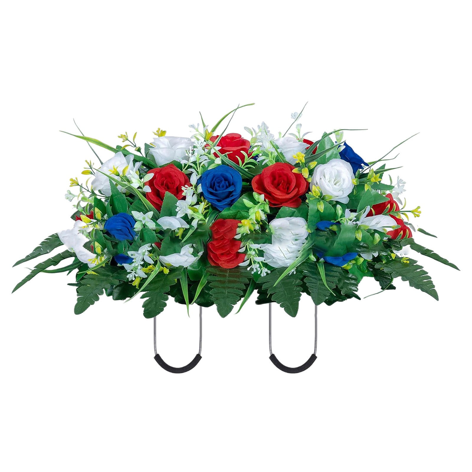 Weatherproof Memorial Flower Saddle - Artificial Rose Cemetery Decor ...