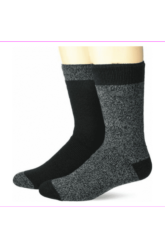 Men's 2-Pack Ultimate Thermal Crew Socks, Black, Sz: 6-12
