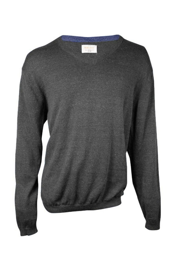 Men's Heather V-Neck Sweater (2XLarge, Black)