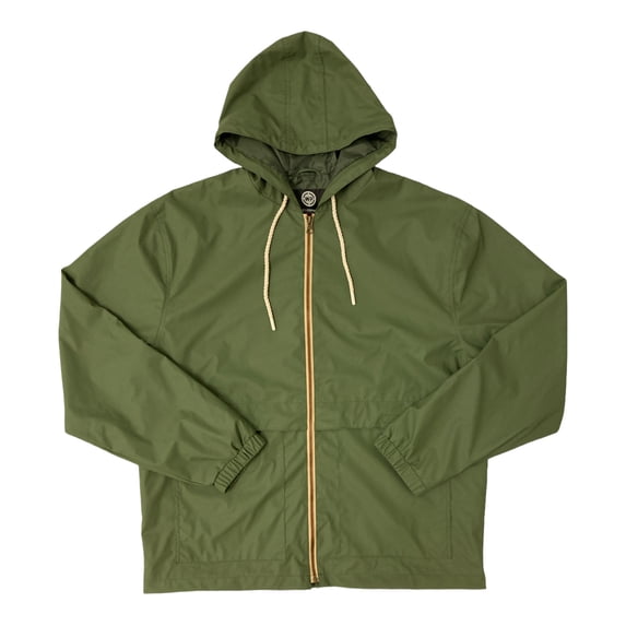 Weatherproof Men's Hooded Full Zip Rain Slicker Jacket (Olive, L)