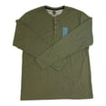 thumbnail image 1 of Weatherproof Men's Long Sleeve 4-Button Brushed Henley Tee (Olive Heather, XL), 1 of 3