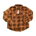 thumbnail image 1 of Weatherproof Men's Long Sleeve Button Up Fleece Lined Shacket (Brown, M), 1 of 2