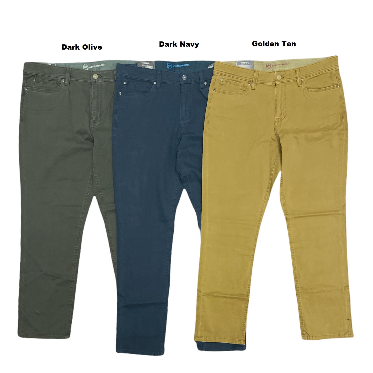 Weatherproof Men's Soft Stretch 5 Pocket Twill Pants, Slim Fit (Golden