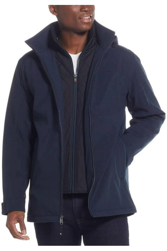 Mens Ultra Tech Removable Fleece Lined Hood Jacket (Blue,Large)