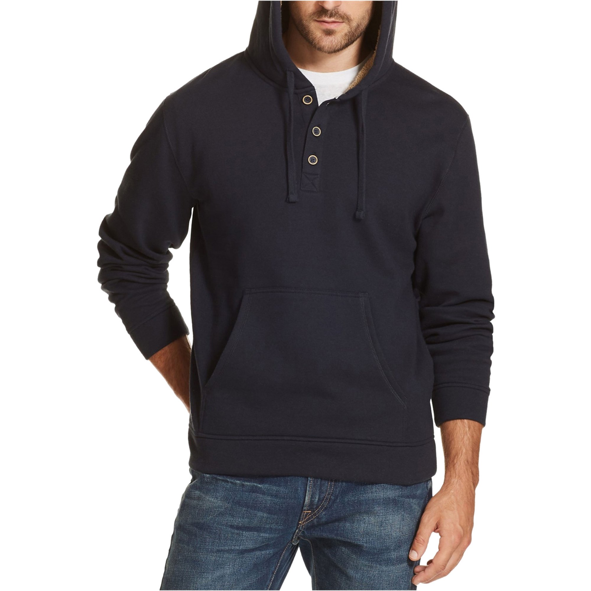 Weatherproof Mens 1/4 Button Hoodie Sweatshirt, Blue, Small - Walmart.com