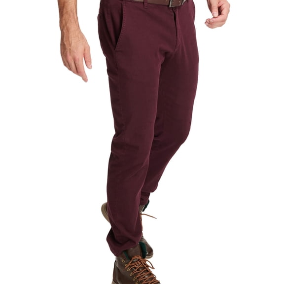 Weatherproof Mens Basket Weave Stretch Casual Chino Pants, Red, 32W x 32L