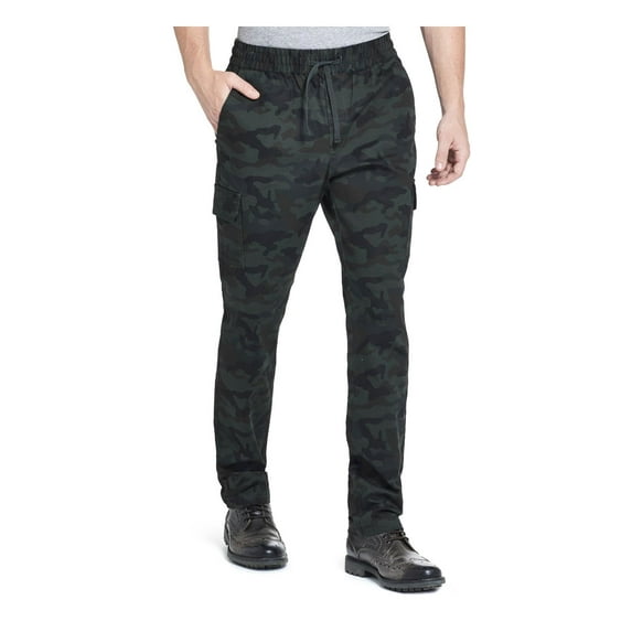 Weatherproof Mens Camo Drawstring Cargo Pants Green S
