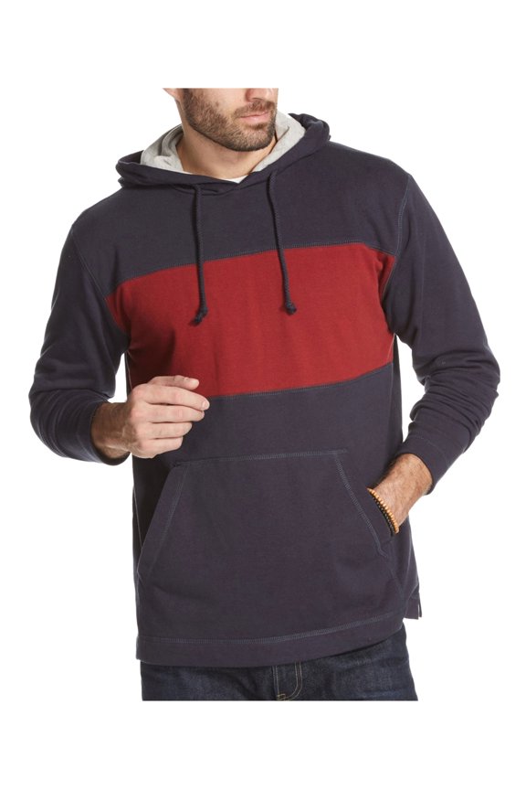 Mens Colorblocked Hoodie Sweatshirt, Blue, Medium