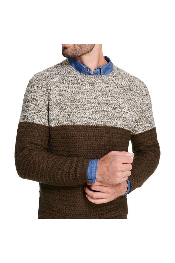 Mens Colorblocked Pullover Sweater, Green, Small